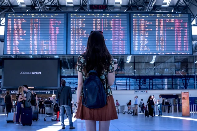 Flight status monitor in airport terminal